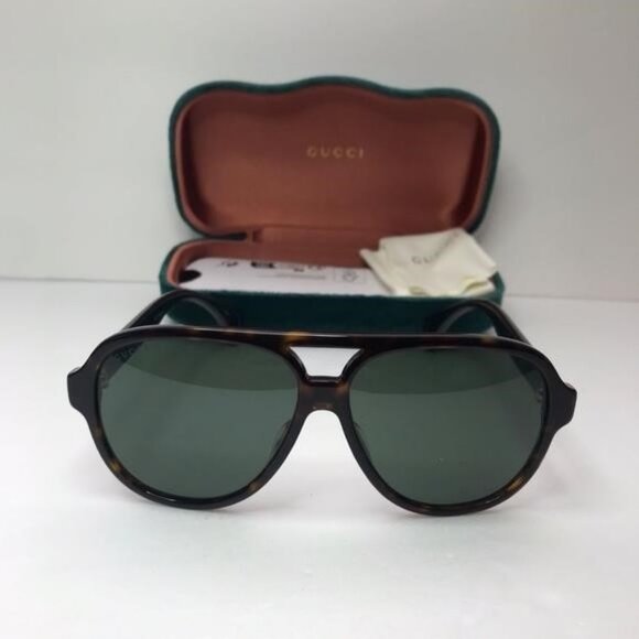 💯 Original Gucci GG0463S Men's Aviator Sunglasses, Brown/Green - Picture 3 of 12